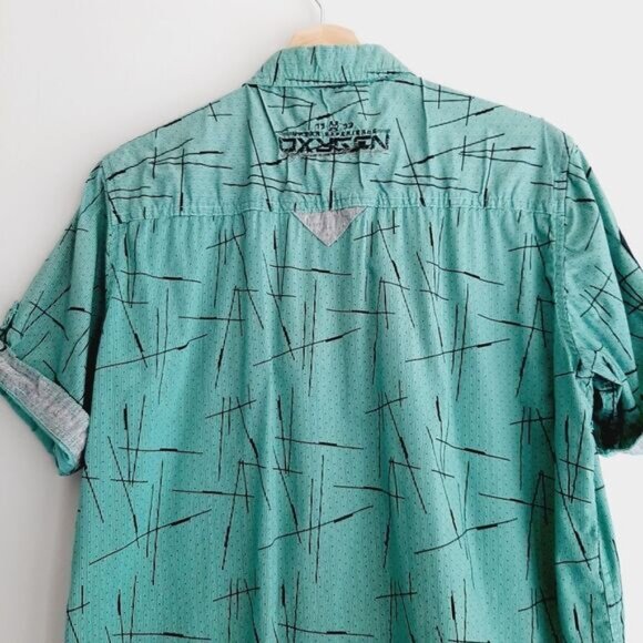 OXYGEN Button Down Casual Shirt Abstract Pattern Green Men's Sz M - Picture 7 of 12